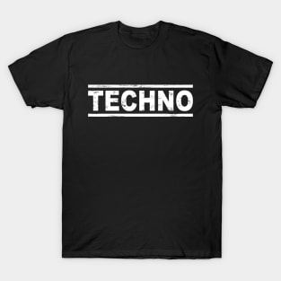 TECHNO MUSIC WHITE TEXT T-Shirt